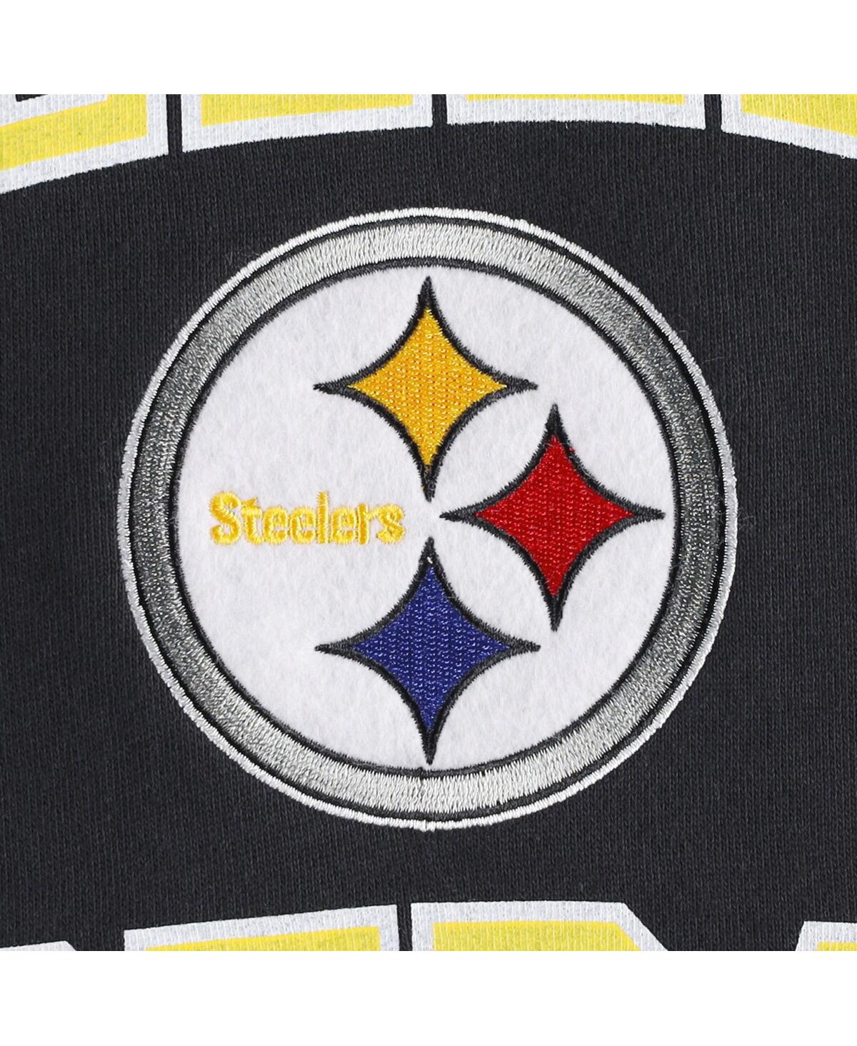 Mitchell & Ness Men's  Black Pittsburgh Steelers Washed Short Sleeve Pullover Hoodie In Black