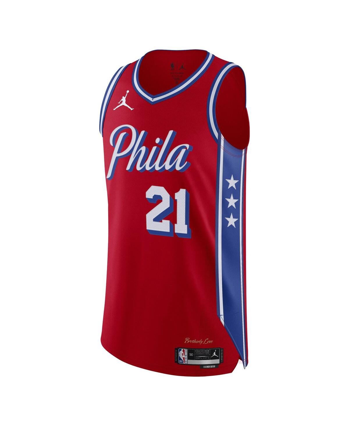 Men's Jordan Joel EmbiidPhiladelphia 76ers 2022/23 Authentic Jersey - Statement Edition - Red