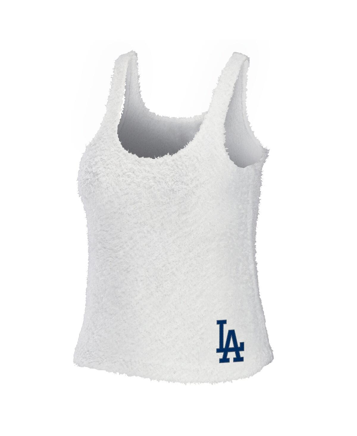 Shop Wear By Erin Andrews Women's  Cream Los Angeles Dodgers Cozy Lounge Tank Top And Pants Set