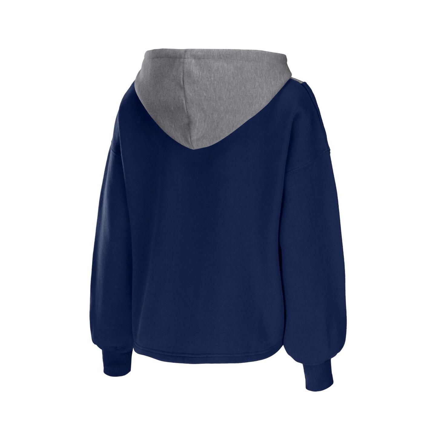 Женская куртка WEAR by Erin Andrews Navy Dallas Mavericks Pieced Quarter-Zip Hoodie Jacket — фото 2