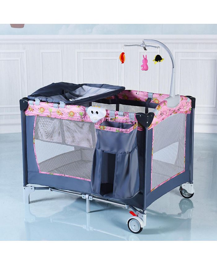 Costway Foldable Baby Crib Playpen Playard Pack Travel Infant