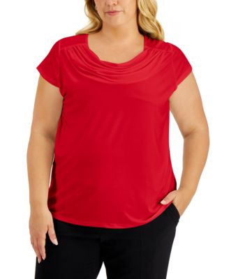 Kasper Plus Size Stretch Knit Short Sleeve Cowl Neck Top Macy s