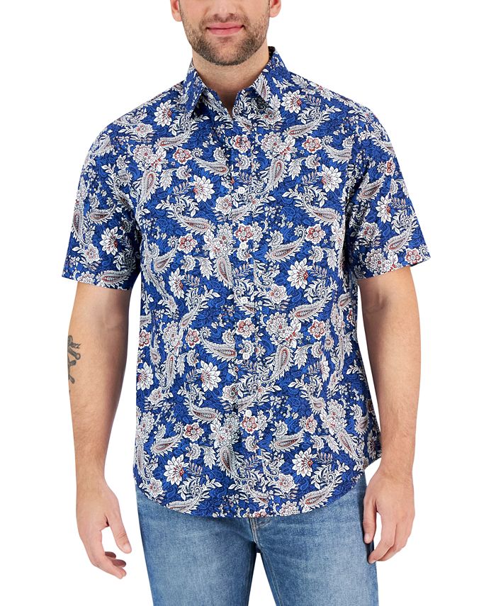 Club Room Men's Elevated Luna Paisley Shirt, Created for Macy's - Macy's