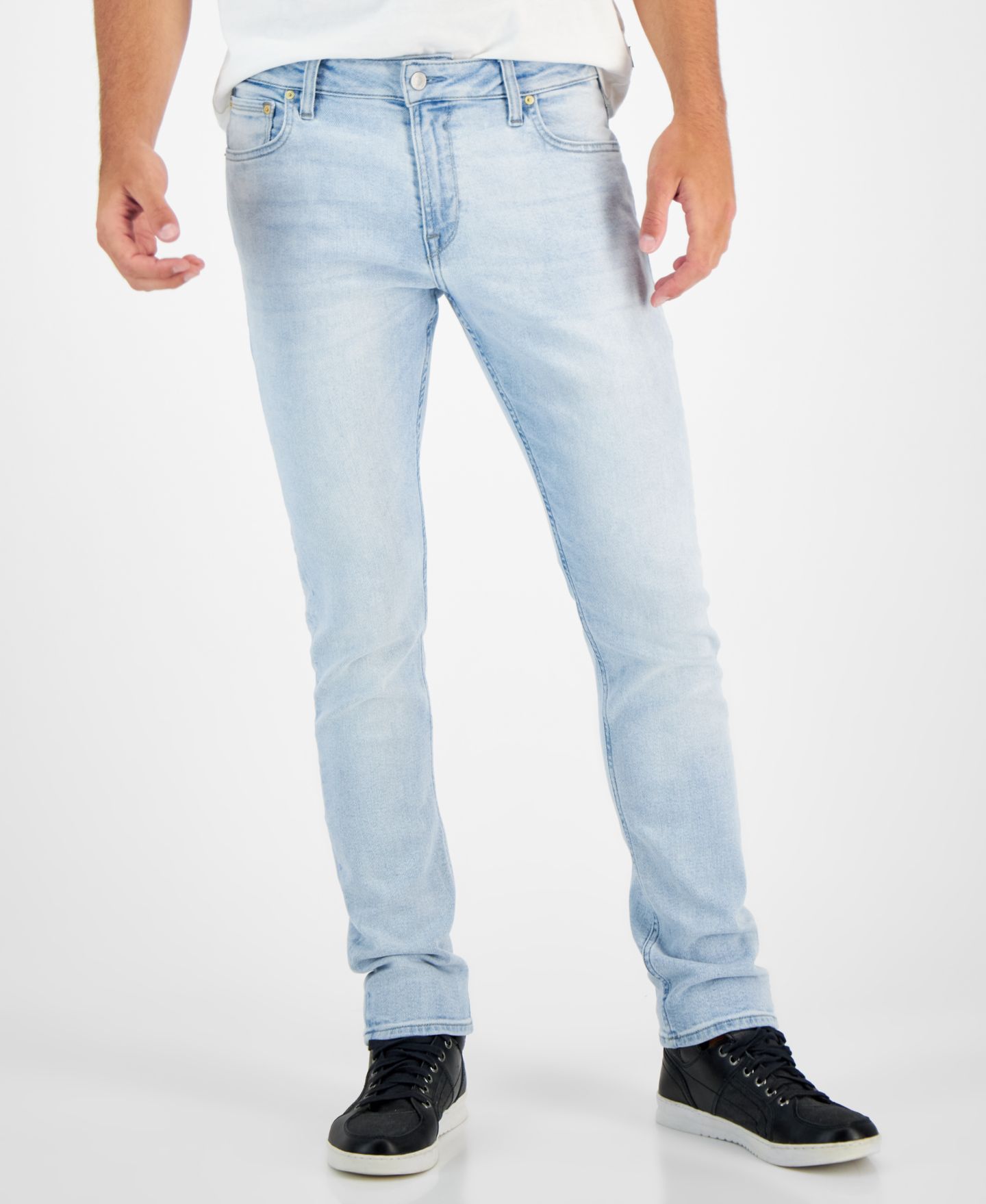 Мужские джинсы GUESS Light-Wash Slim Tapered Fit, цвет: Варёный — фото 3