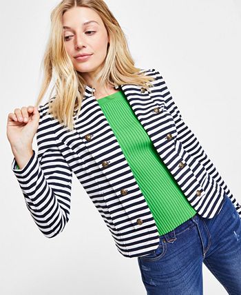 Tommy Hilfiger Women's Striped Puff-Sleeve Jacket -