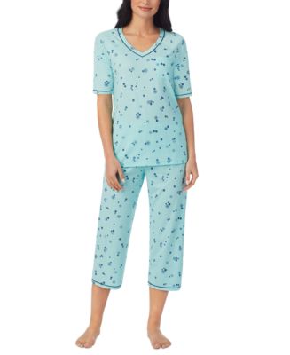 Cuddl Duds Printed Elbow-Sleeve Top & Capri Pants Pajama Set - Macy's