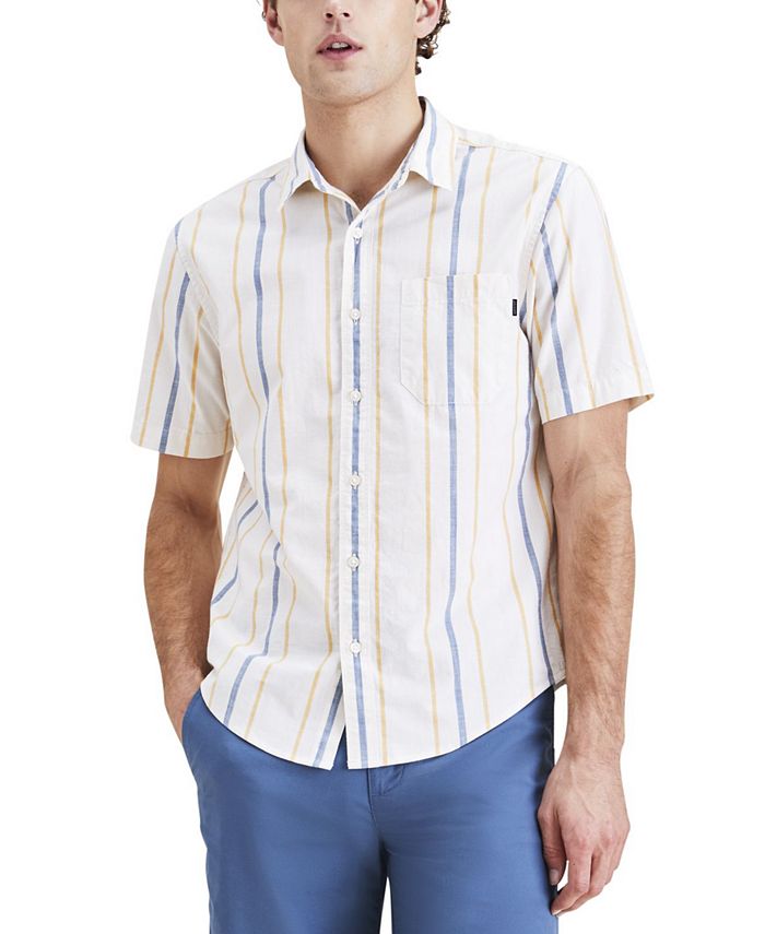 Dockers Men's Short-Sleeve Casual Woven Stripe Shirt - Macy's