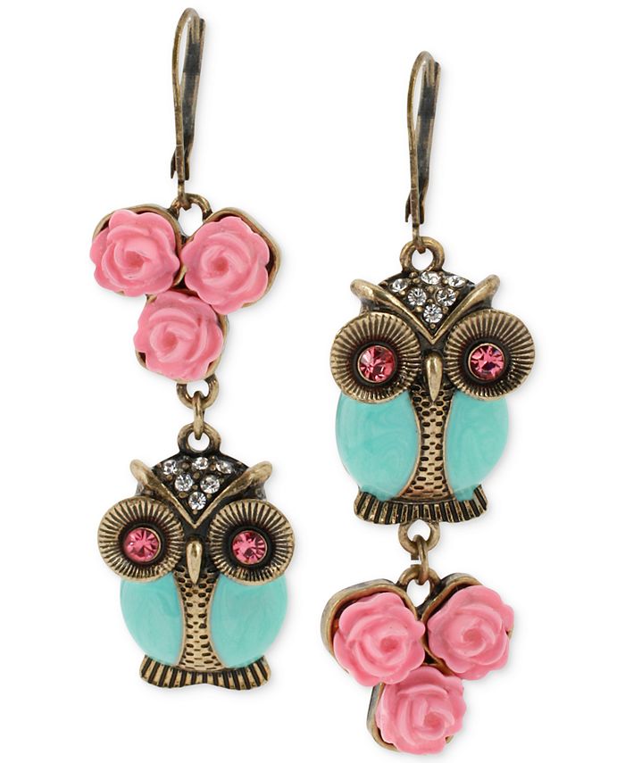 Betsey johnson hotsell owl earrings