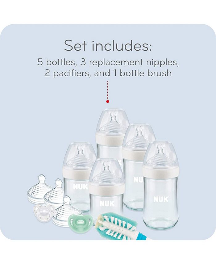 NUK 11 Piece Simply Natural Glass Baby Bottles & Pacifier Newborn Gift