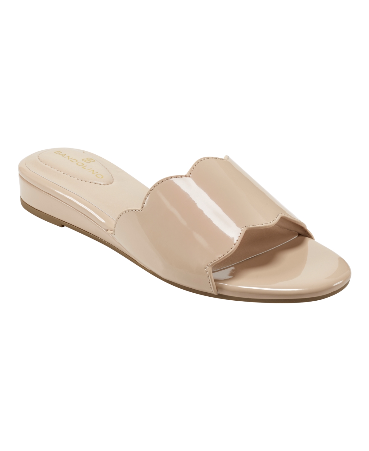 Shop Bandolino Women's Kayla Open Toe Slip-on Demi Wedge Sandals In Light Natural Patent