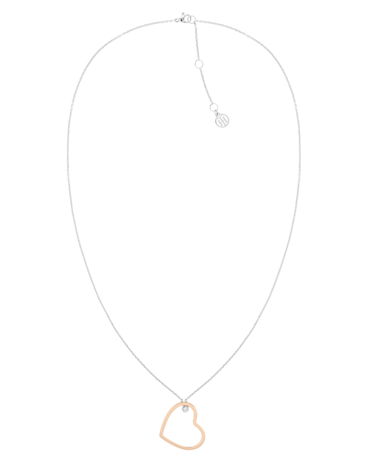 Open Heart Crystal Necklace - Gold