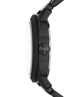 Men's Machine Quartz Black Stainless Steel Bracelet Watch, 49mm