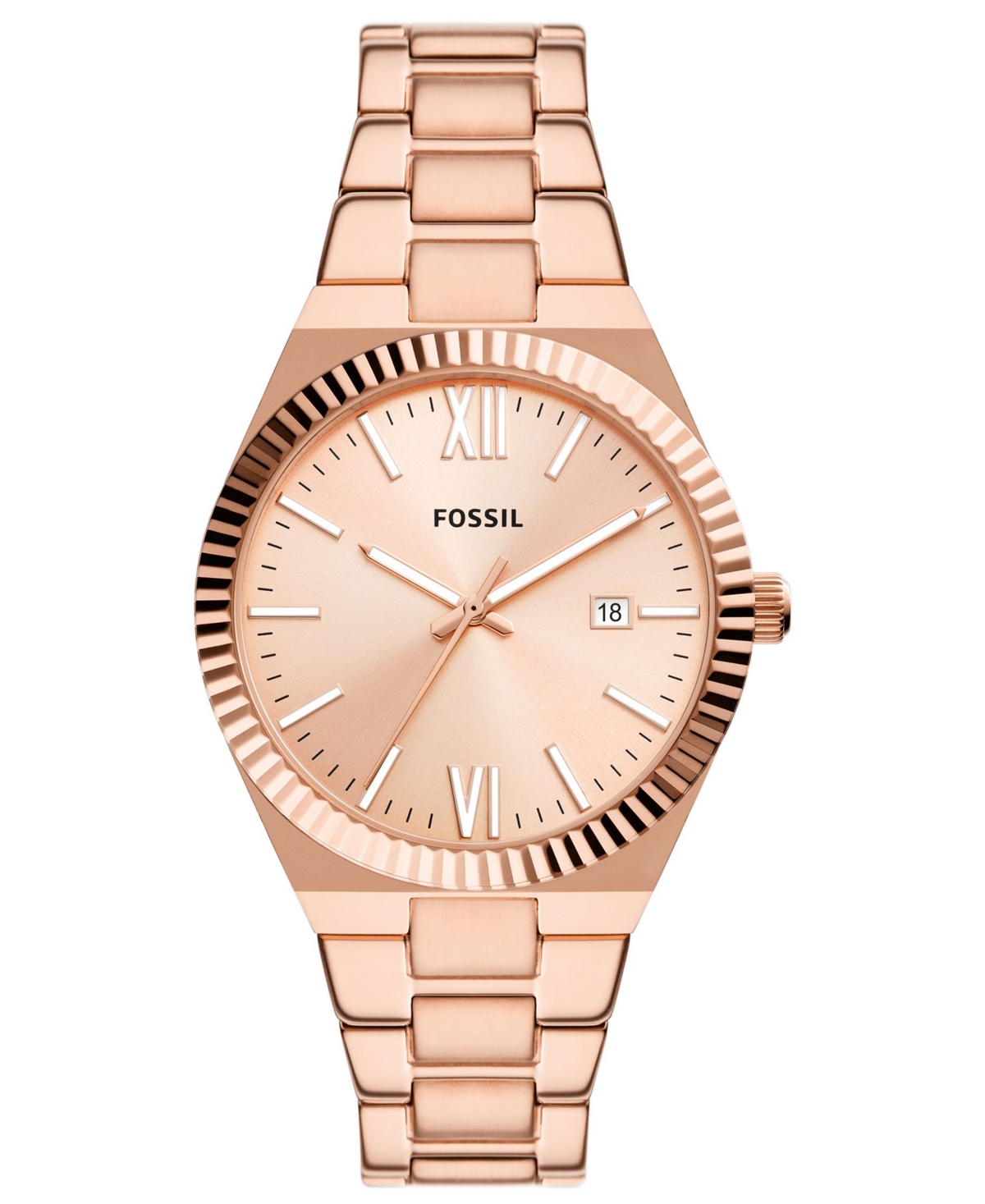 Shop Fossil Women's Scarlette Quartz Rose Gold-tone Stainless Steel Bracelet Watch, 38mm