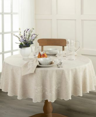 French Perle Embroidered 70" Round Tablecloth