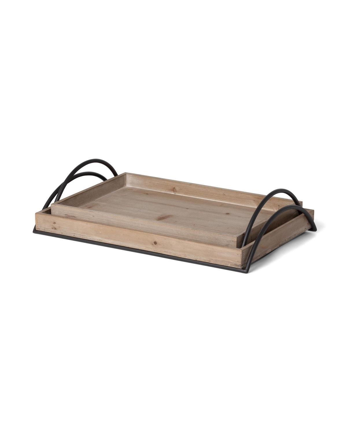 Park Hill Collection Wood Trays With Iron Handle In Natural