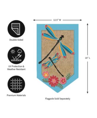 Dragonflies and Flowers Shaped Burlap Garden Flag