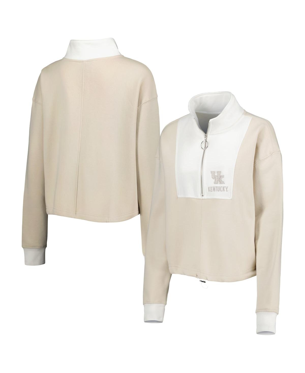 Gameday Couture Women's  Tan, White Kentucky Wildcats Color-block Quarter-zip Jacket In Tan,white