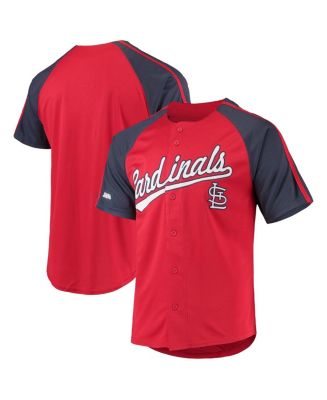 Stitches Men's Red St. Louis Cardinals Button-Down Raglan Replica ...