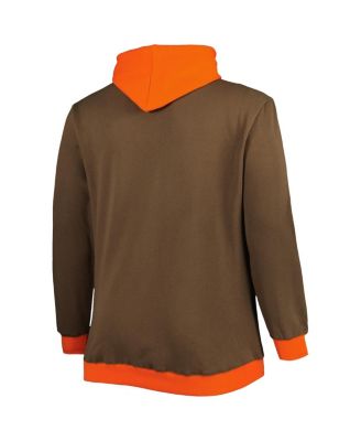 Men's Brown, Orange Cleveland Browns Big and Tall Big Face Pullover Hoodie