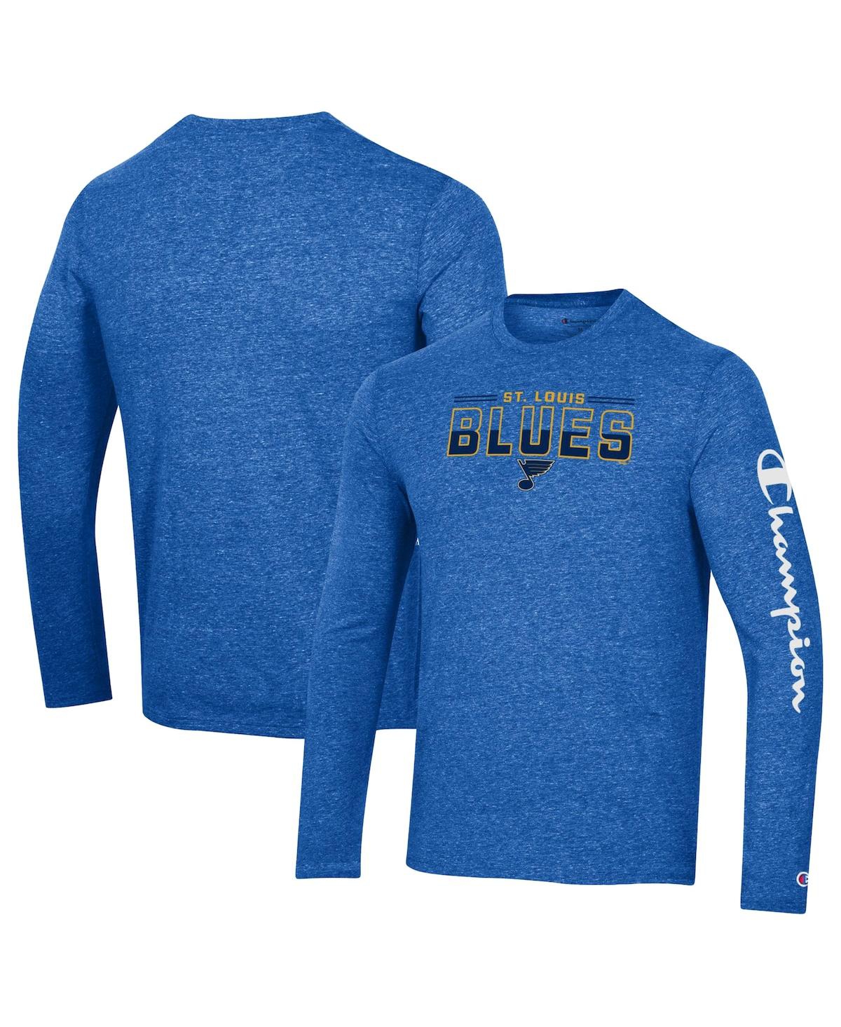 Shop Champion Men's  Heather Royal St. Louis Blues Tri-blend Long Sleeve T-shirt