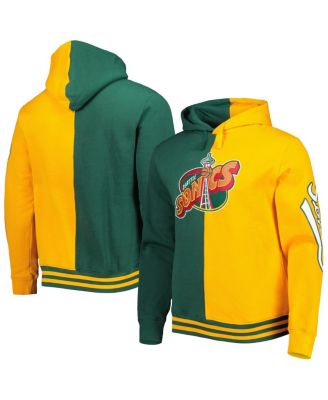 Men's Green, Gold Seattle SuperSonics Hardwood Classics Split Pullover Hoodie