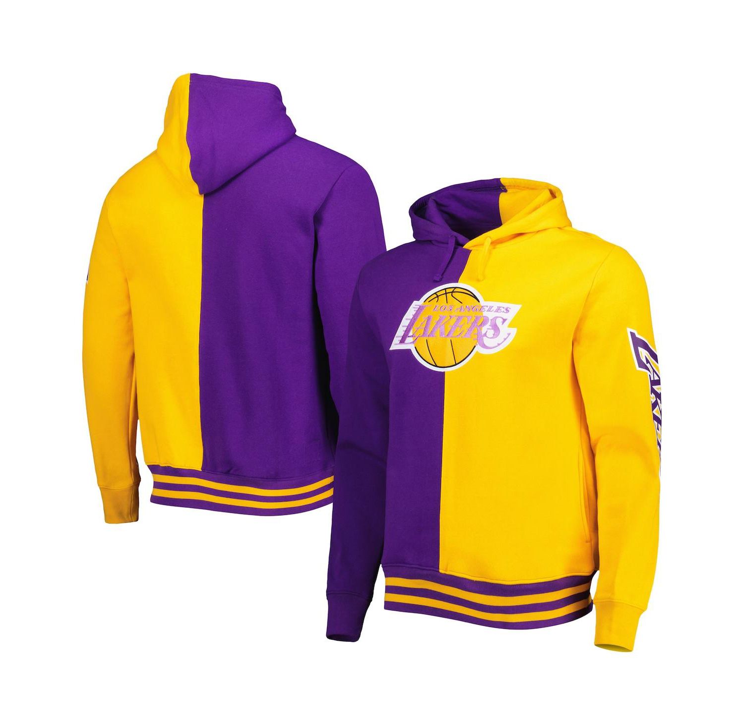 Men's Purple, Gold Los Angeles Lakers Hardwood Classics Split Pullover Hoodie
