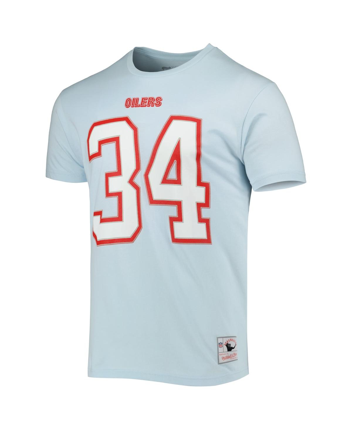 Men's Mitchell & Ness Earl CampbellHouston Oilers Retired Player Logo Name and Number T-shirt - Light Blue