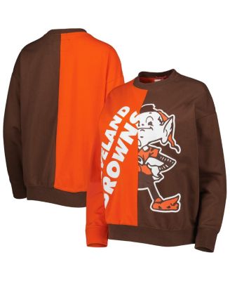 Women's Orange, Brown Cleveland Browns Big Face Pullover Sweatshirt