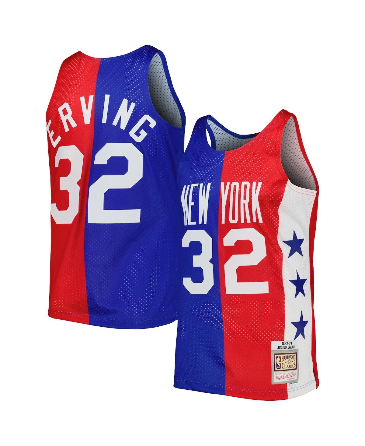 Men's Mitchell & Ness Julius Erving Red New York Nets Hardwood Classics 1973-74 Split Swingman Jersey - Red