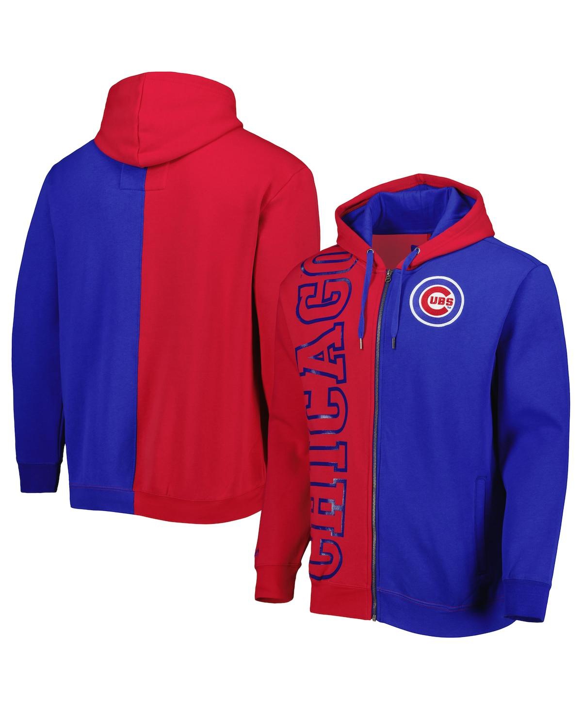 Shop Mitchell & Ness Men's  Red, Royal Chicago Cubs Fleece Full-zip Hoodie In Red,royal