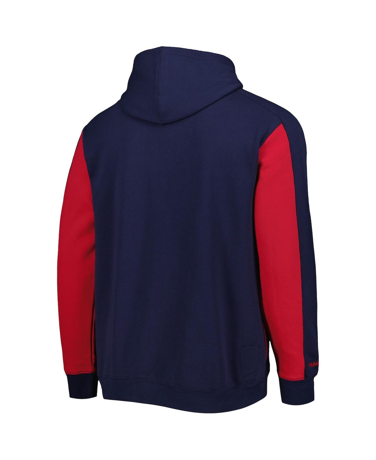 Mitchell & Ness Men's  Navy, Red St. Louis Cardinals Colorblocked Fleece Pullover Hoodie In Navy,red