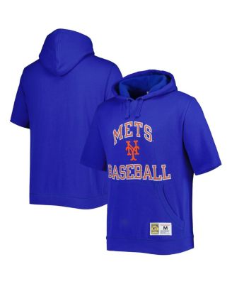 Men's Royal New York Mets Cooperstown Collection Washed Fleece Pullover Short Sleeve Hoodie