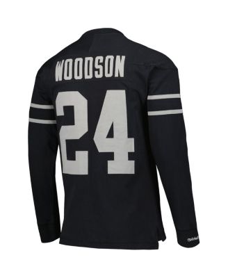 Men's Charles Woodson Black Oakland Raiders Retired Player Name and Number Long Sleeve Top
