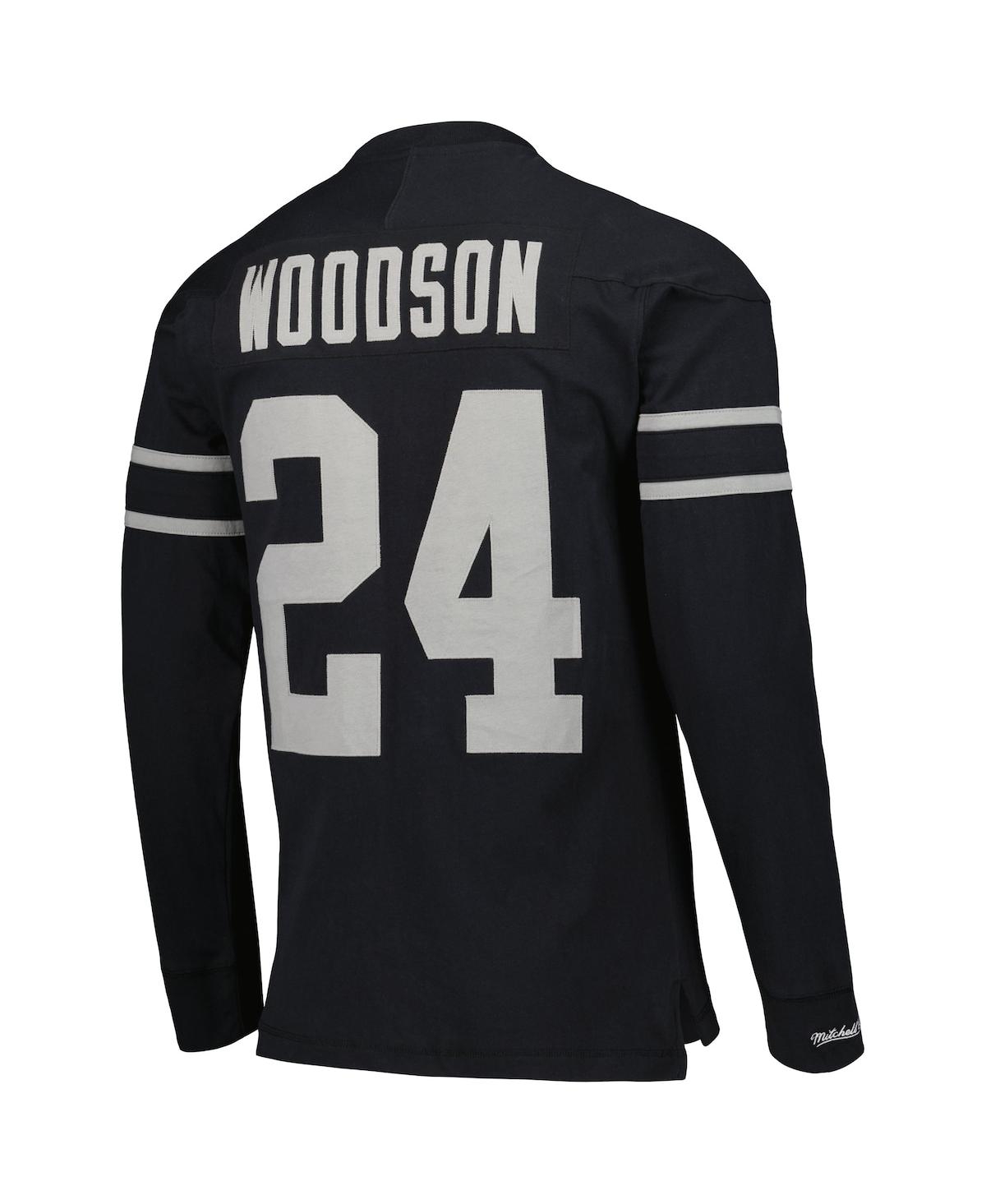 Men's Mitchell & Ness Charles WoodsonOakland Raiders Retired Player Name and Number Long Sleeve Top - Black