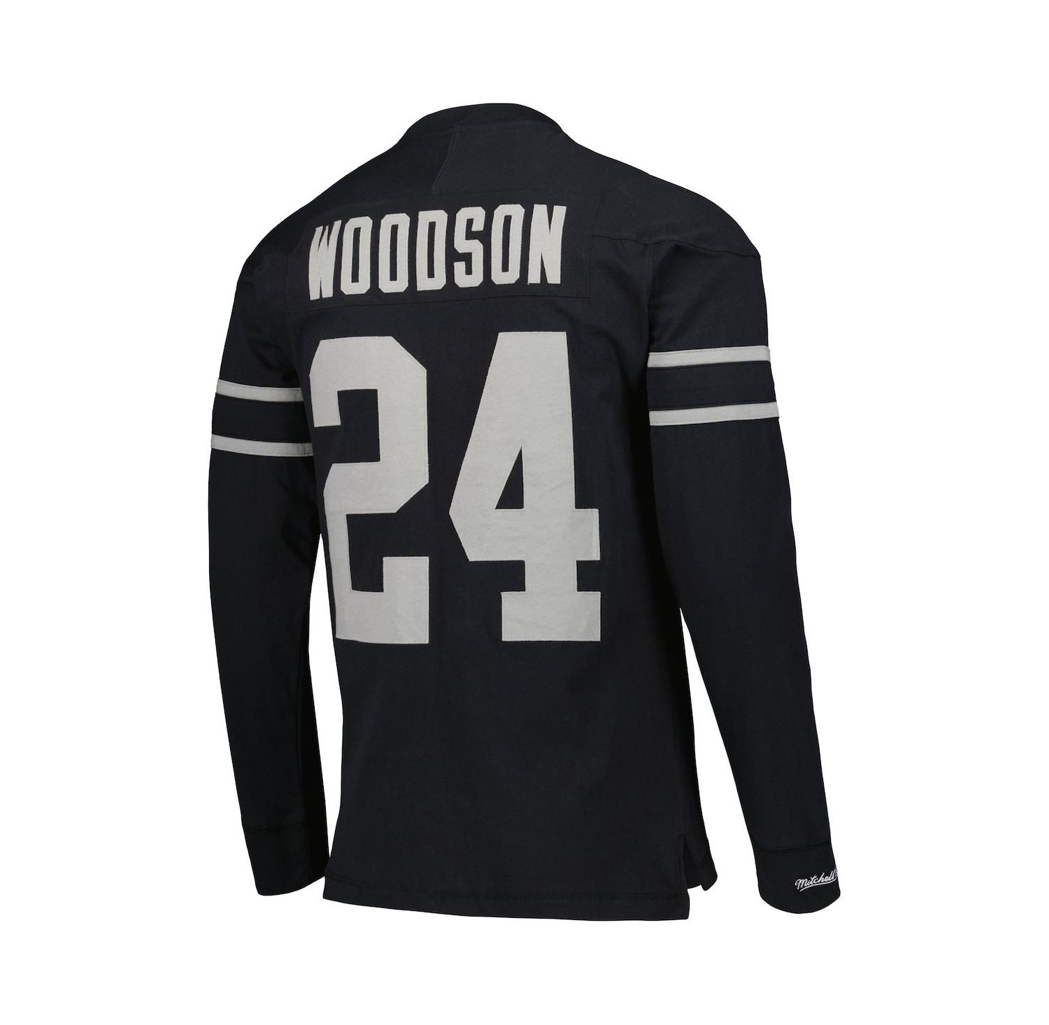 Men's Charles Woodson Black Oakland Raiders Retired Player Name and Number Long Sleeve Top