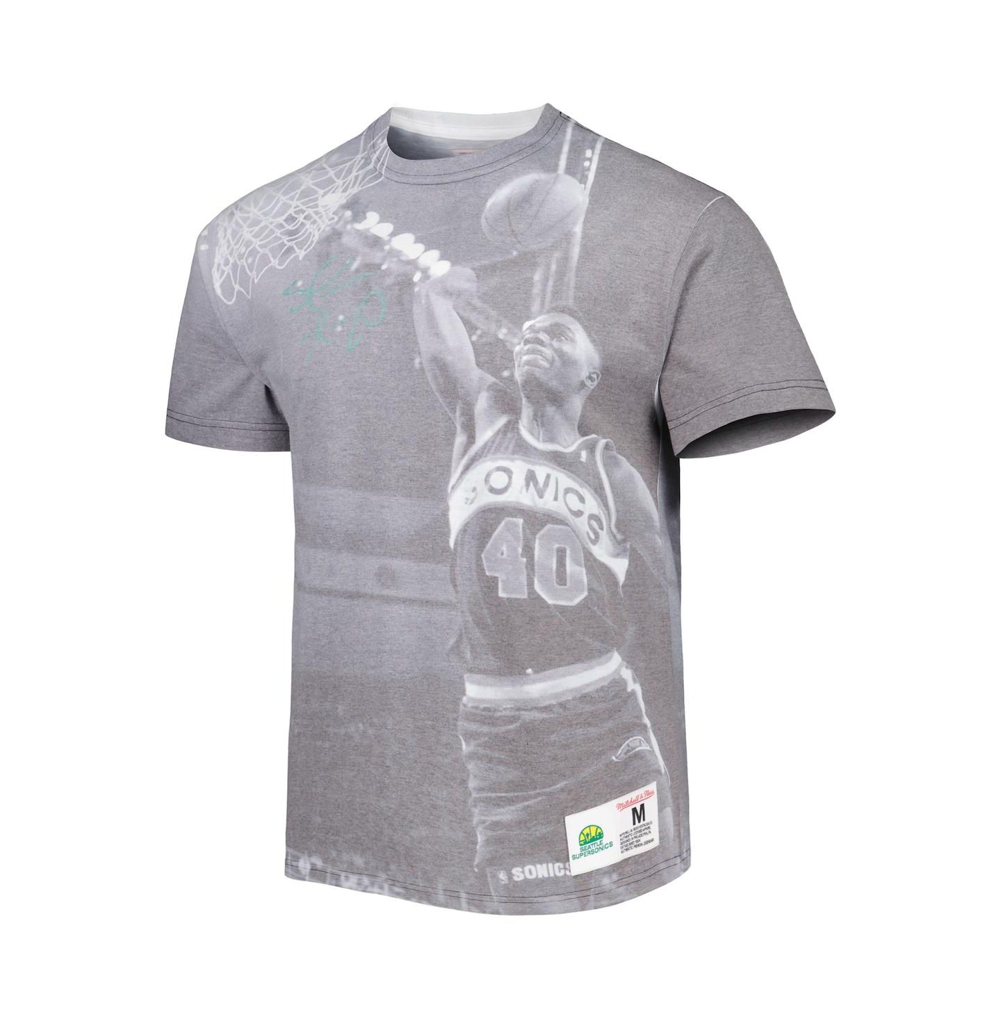 Мужская футболка Mitchell & Ness Shawn Kemp Heather Gray Seattle SuperSonics Above The Rim — фото 3
