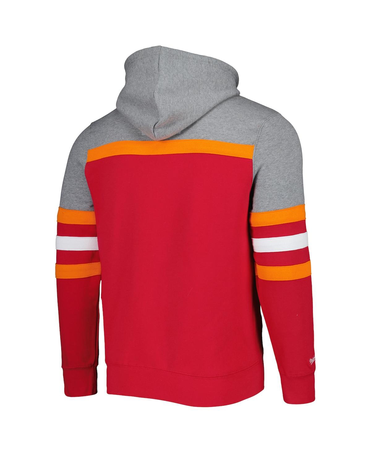 Shop Mitchell & Ness Men's  Red, Heathered Gray Tampa Bay Buccaneers Head Coach Pullover Hoodie In Red,heathered Gray