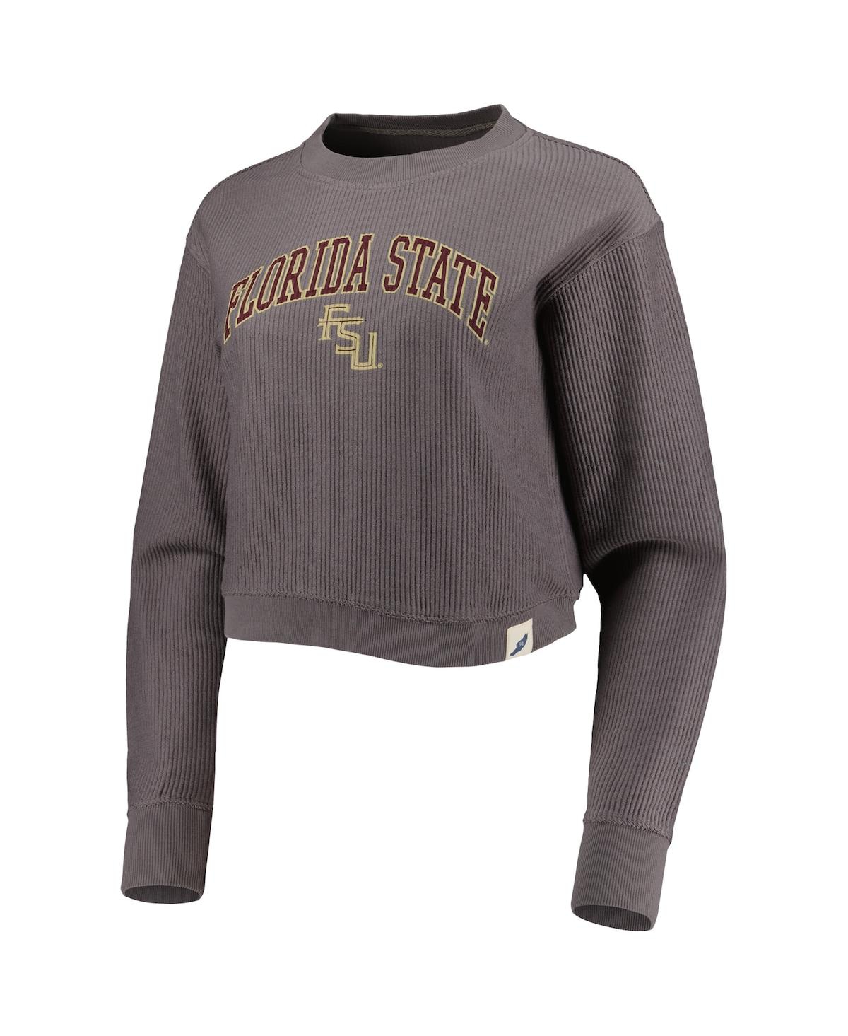League Collegiate Wear Women's  Gray Florida State Seminoles Classic Campus Corded Timber Sweatshirt In Gray