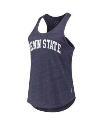 Women's Heather Navy Penn State Nittany Lions Two-Hit Intramural Tri-Blend Scoop Neck Racerback Tank Top