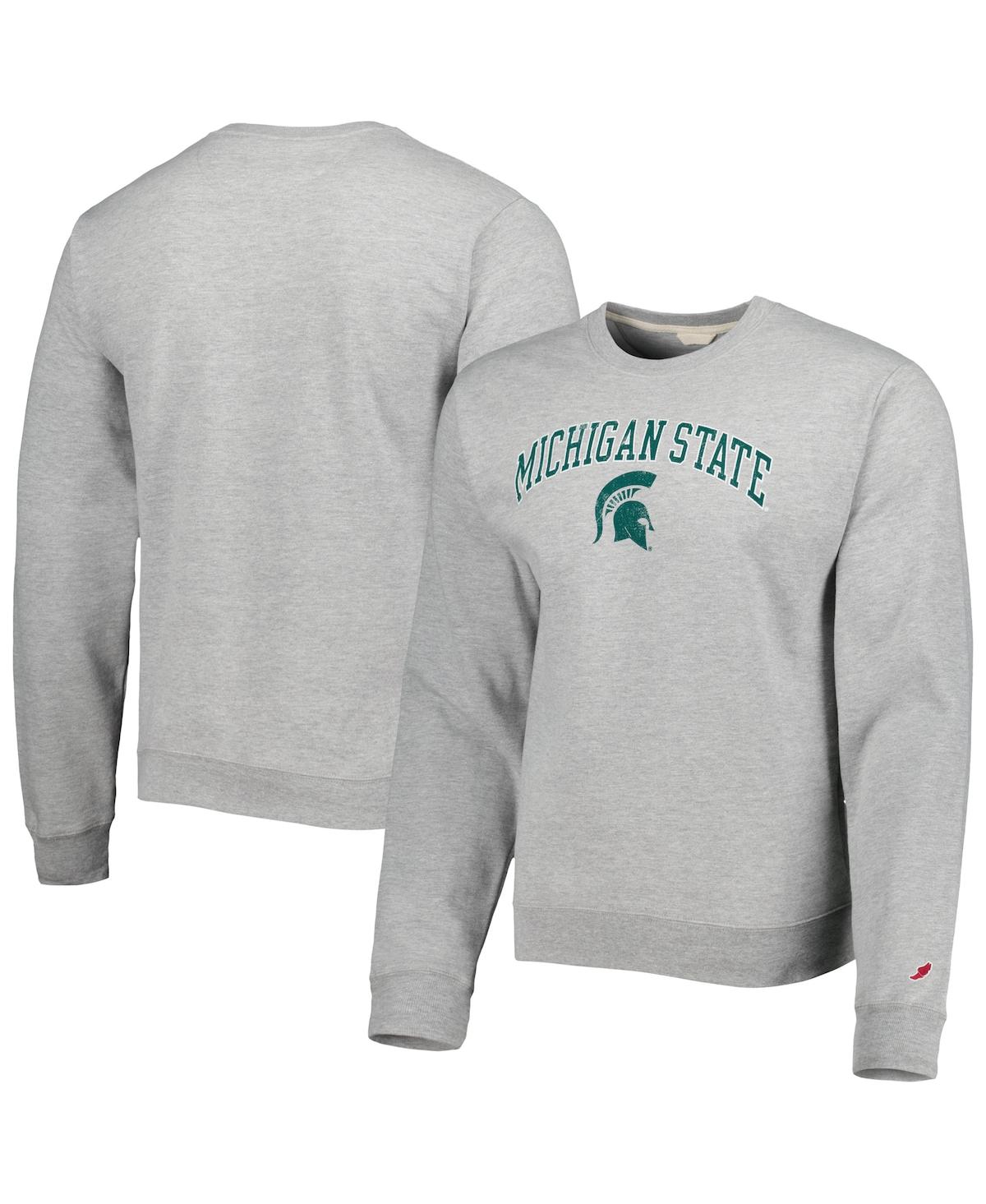 League Collegiate Wear Men's  Gray Michigan State Spartans 1965 Arch Essential Fleece Pullover Sweats