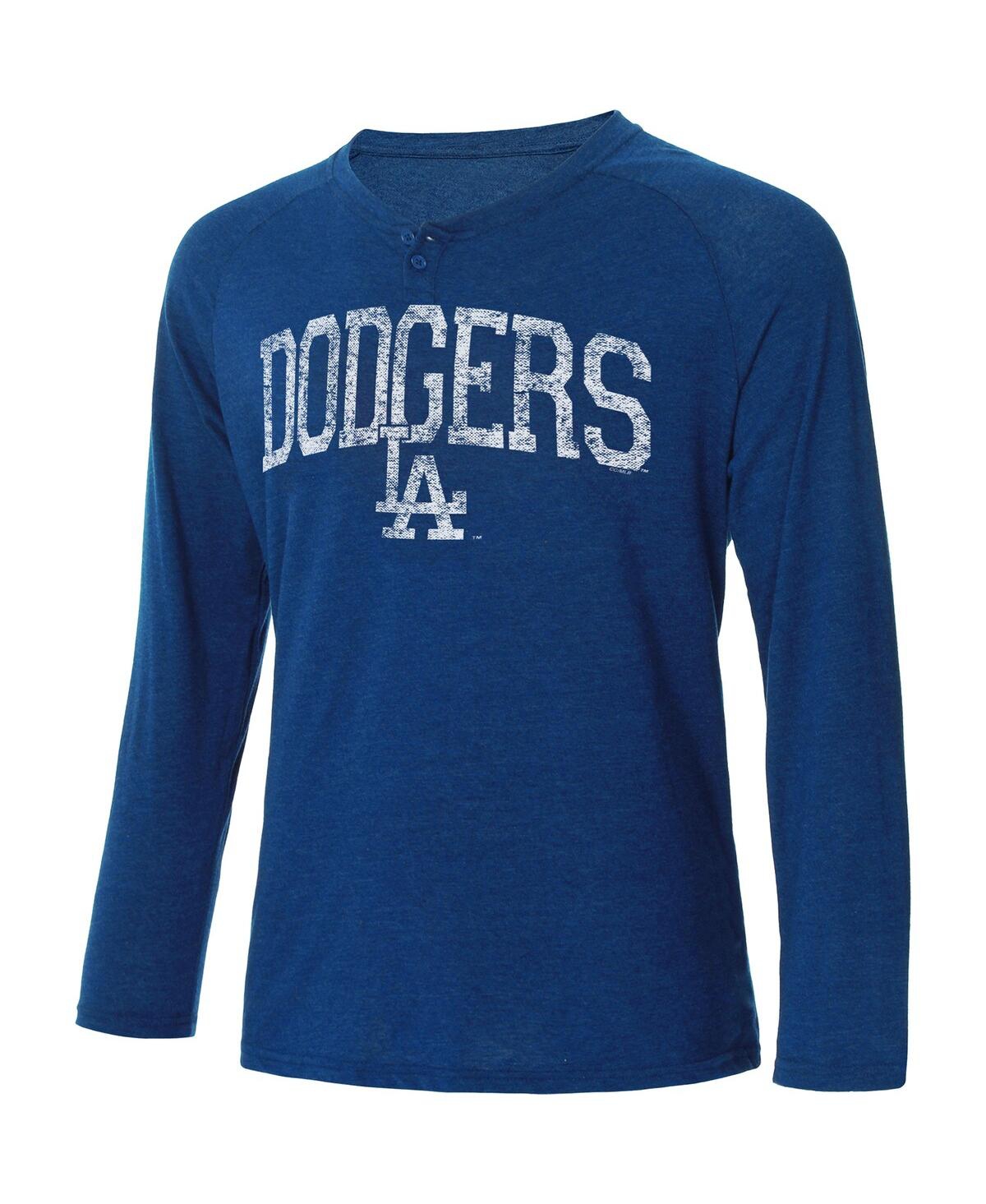 Concepts Sport Men's  Royal Los Angeles Dodgers Inertia Raglan Long Sleeve Henley T-shirt