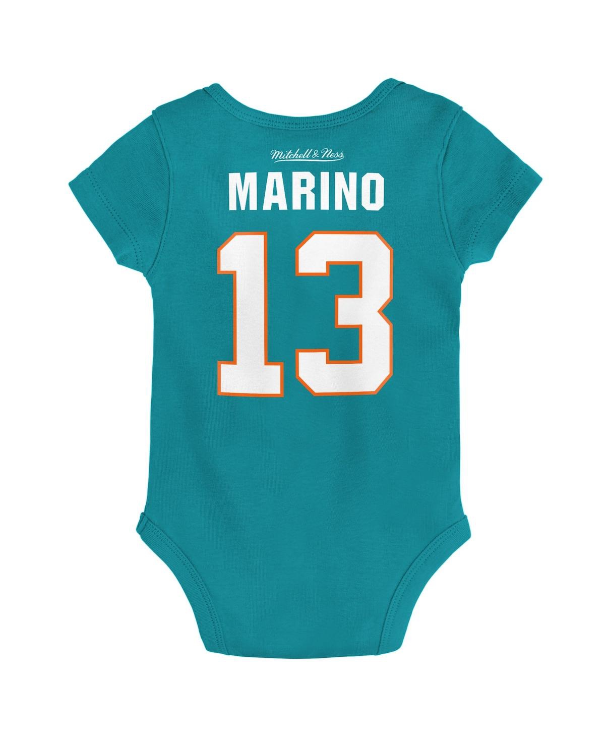 Newborn and Infant Boys and Girls Mitchell & Ness Dan MarinoMiami Dolphins Retro Name and Number Bodysuit - Aqua