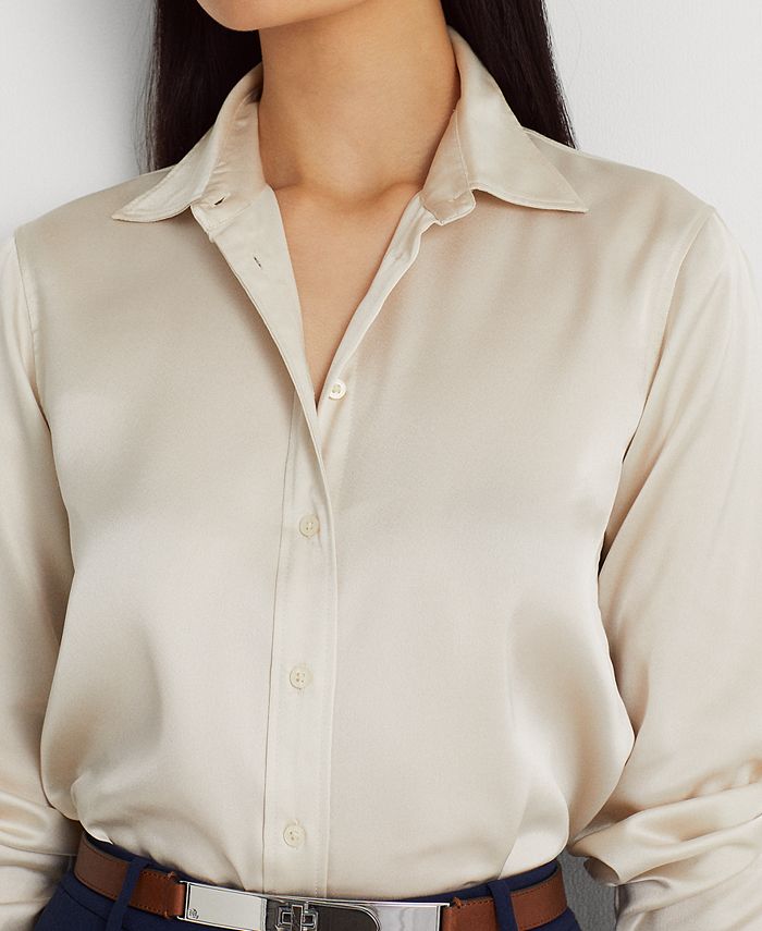 LAUREN Ralph Lauren Satin Charmeuse Shirt Red Size XS