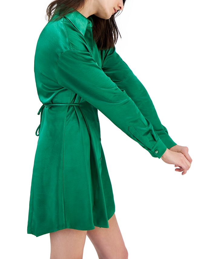 HUGO Women's Long Sleeve Silky ButtonDown Dress Macy's