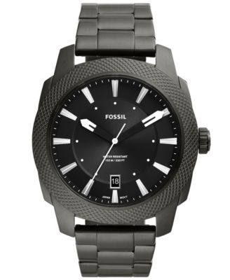 Fossil Men s Machine Quartz Gray Stainless Steel Bracelet Watch 49mm Macy s