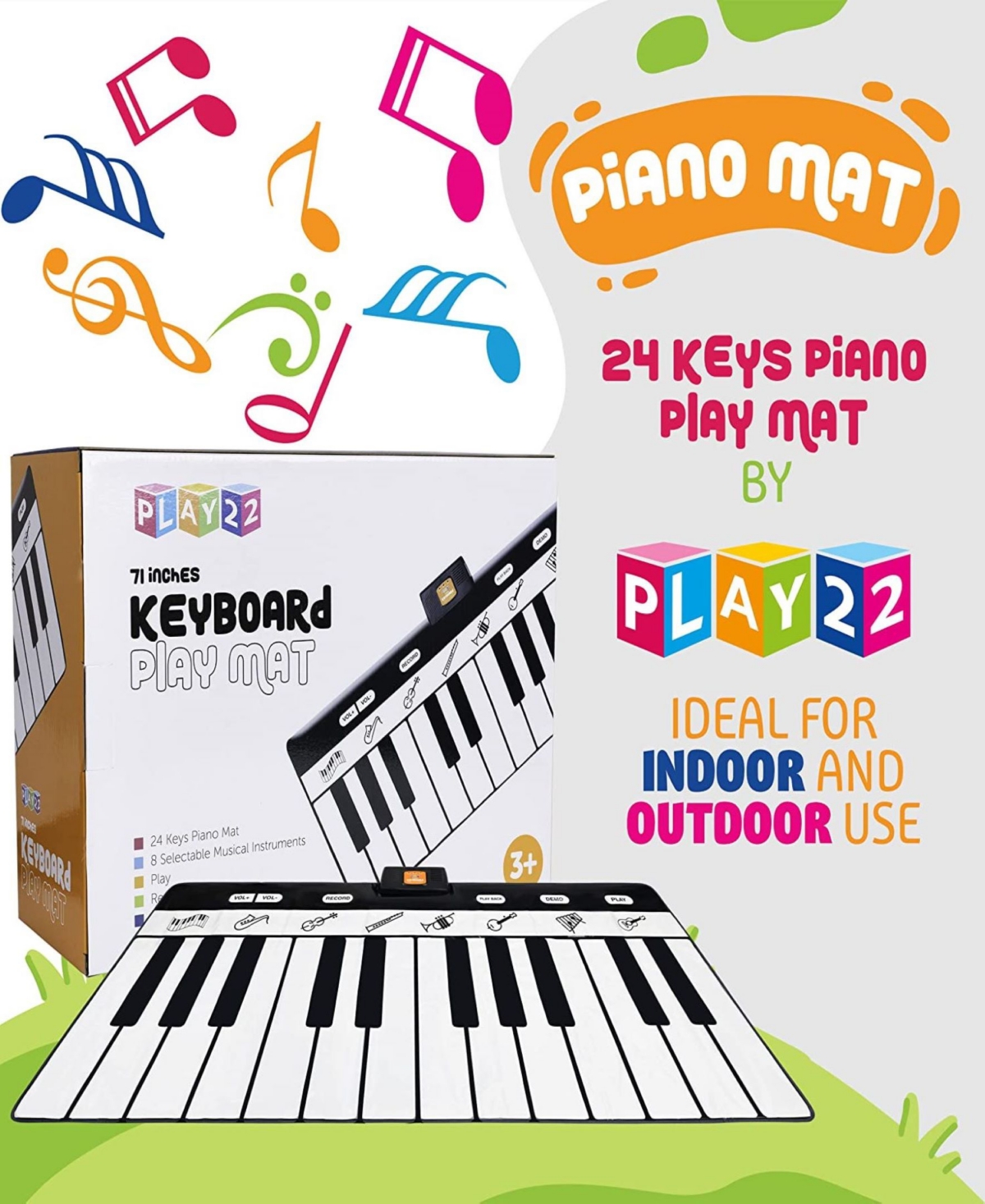 Shop Play22 Keyboard Piano Playmat 71" In Multicolor