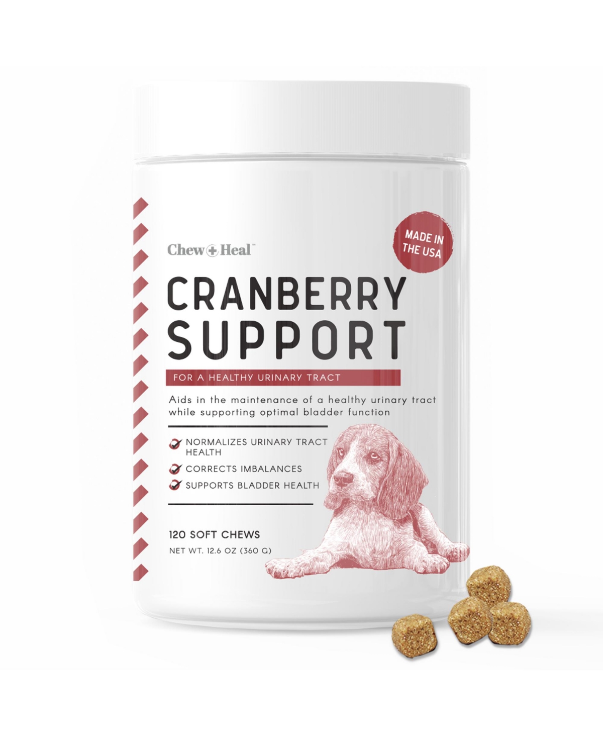 Cranberry Urinary Health Supplement for Dogs - 120 Delicious Chews