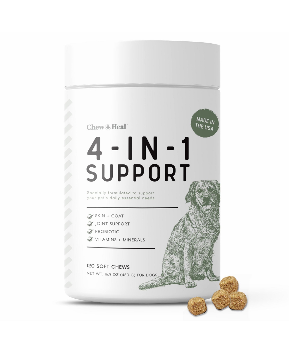 4-in-1 Support Multivitamin Supplement for Dogs - 120 Delicious Chews
