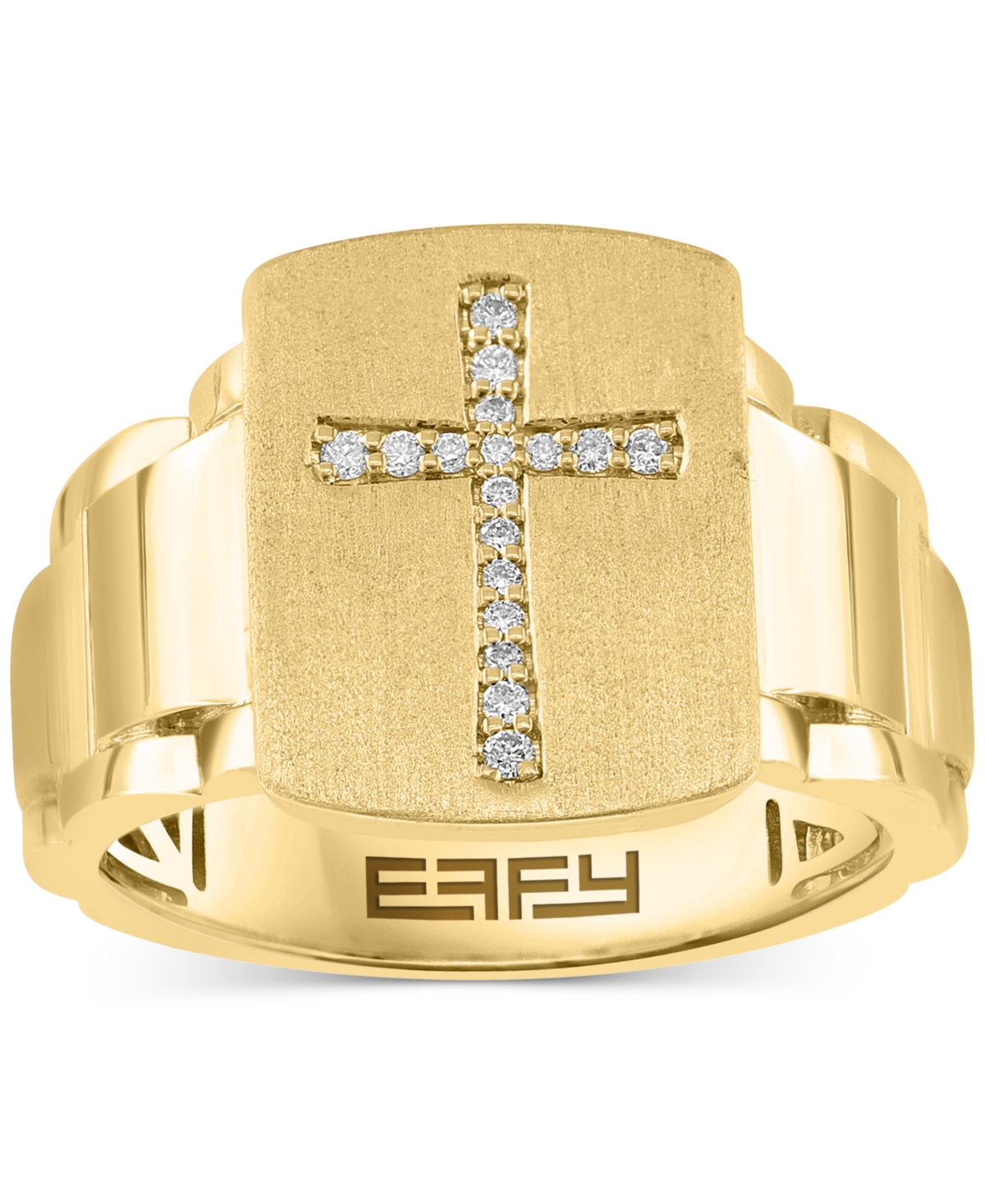 Effy Men's Diamond Cross Ring (1/10 ct. t.w.) in 10k Gold - 10K Yellow Gold