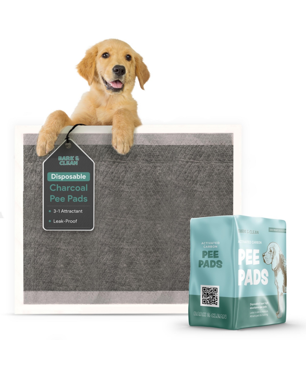 Traveler's Dog and Puppy Pee Pads, Leak-Proof Design, Heavy Duty Absorbency, 28" x 34" Xl, 5 Count - Charcoal